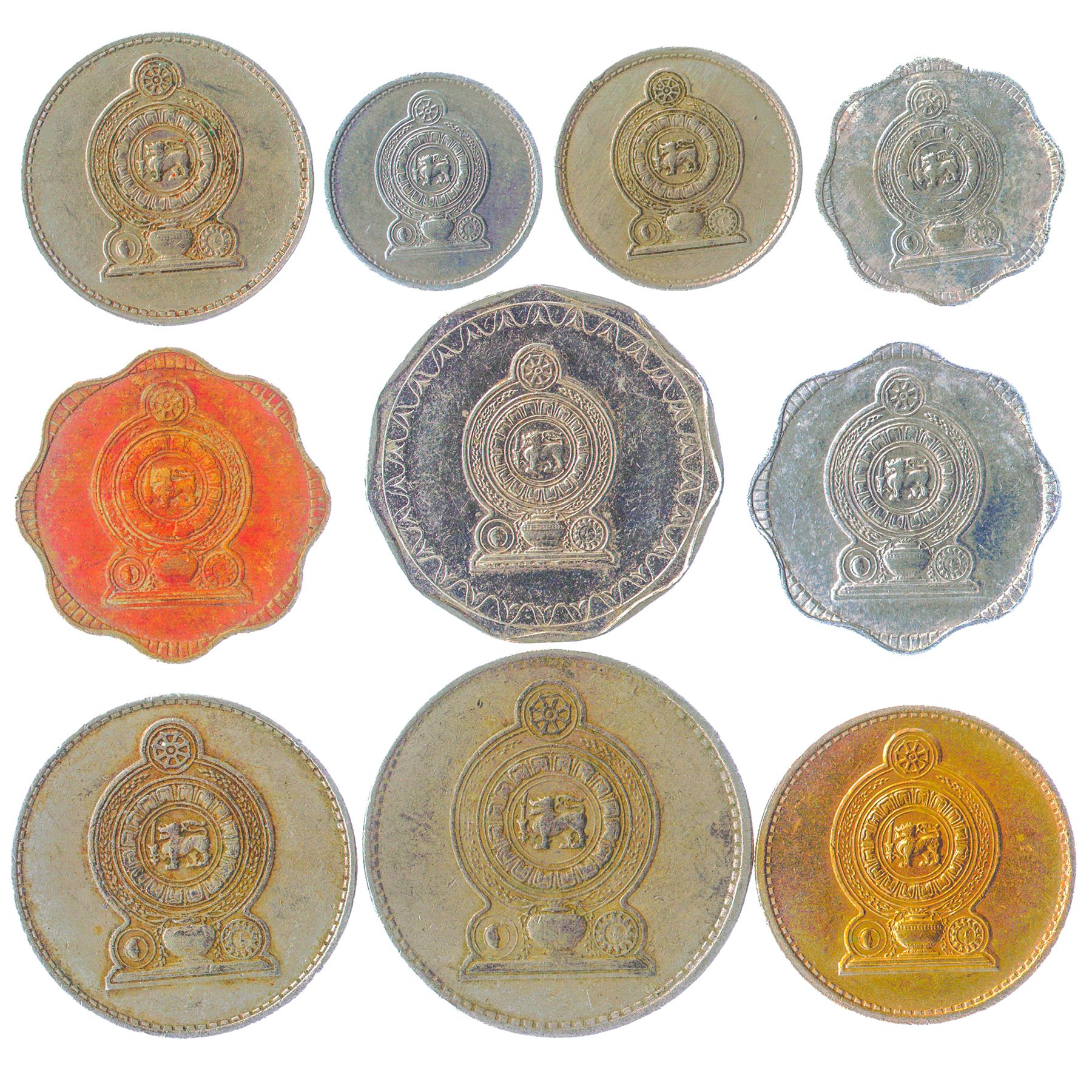 10 Mixed Sri Lankan Coins | Cents Rupees | Gold Lion | 1972 - 2017