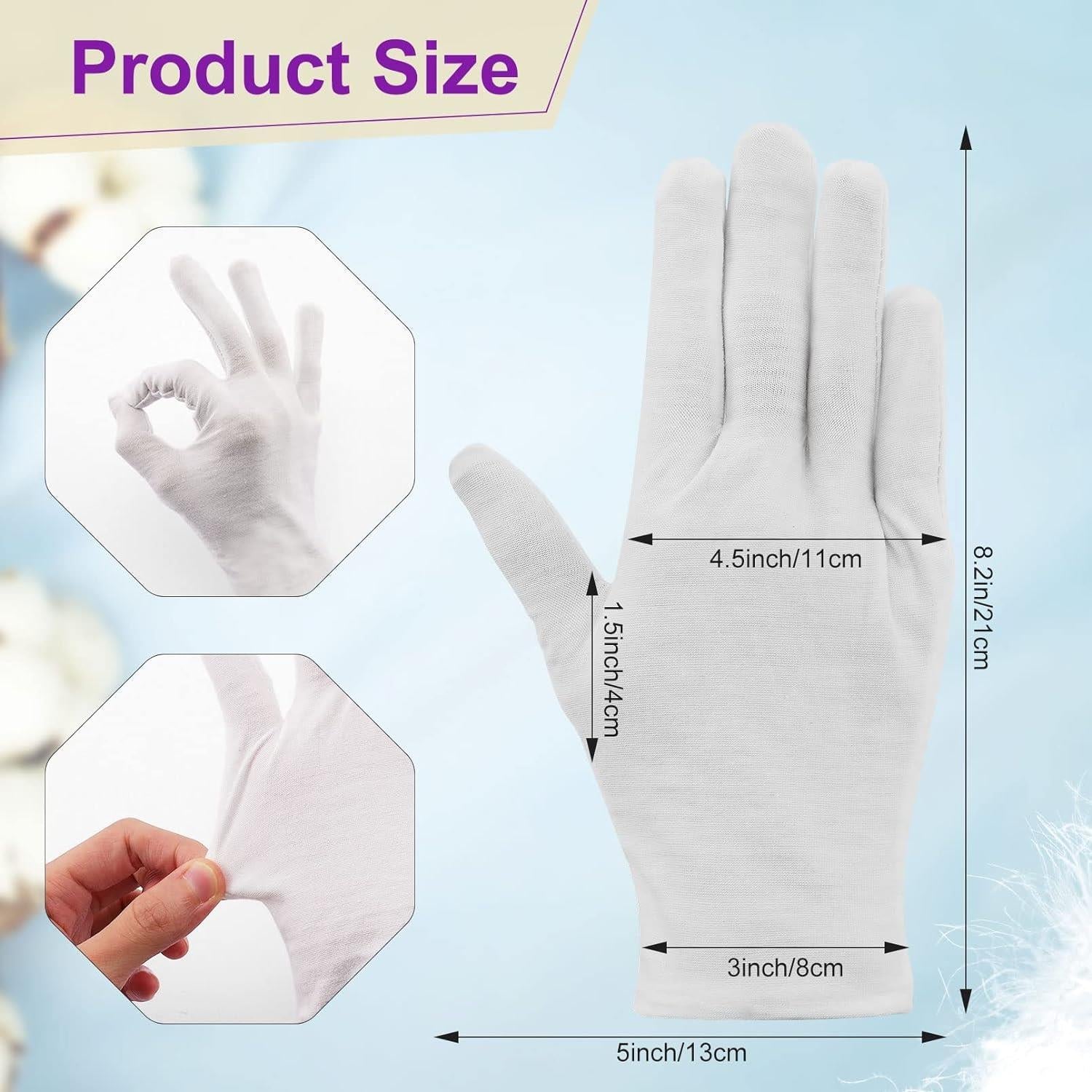 10 Pairs Cotton Gloves | Coin Jewelry | White