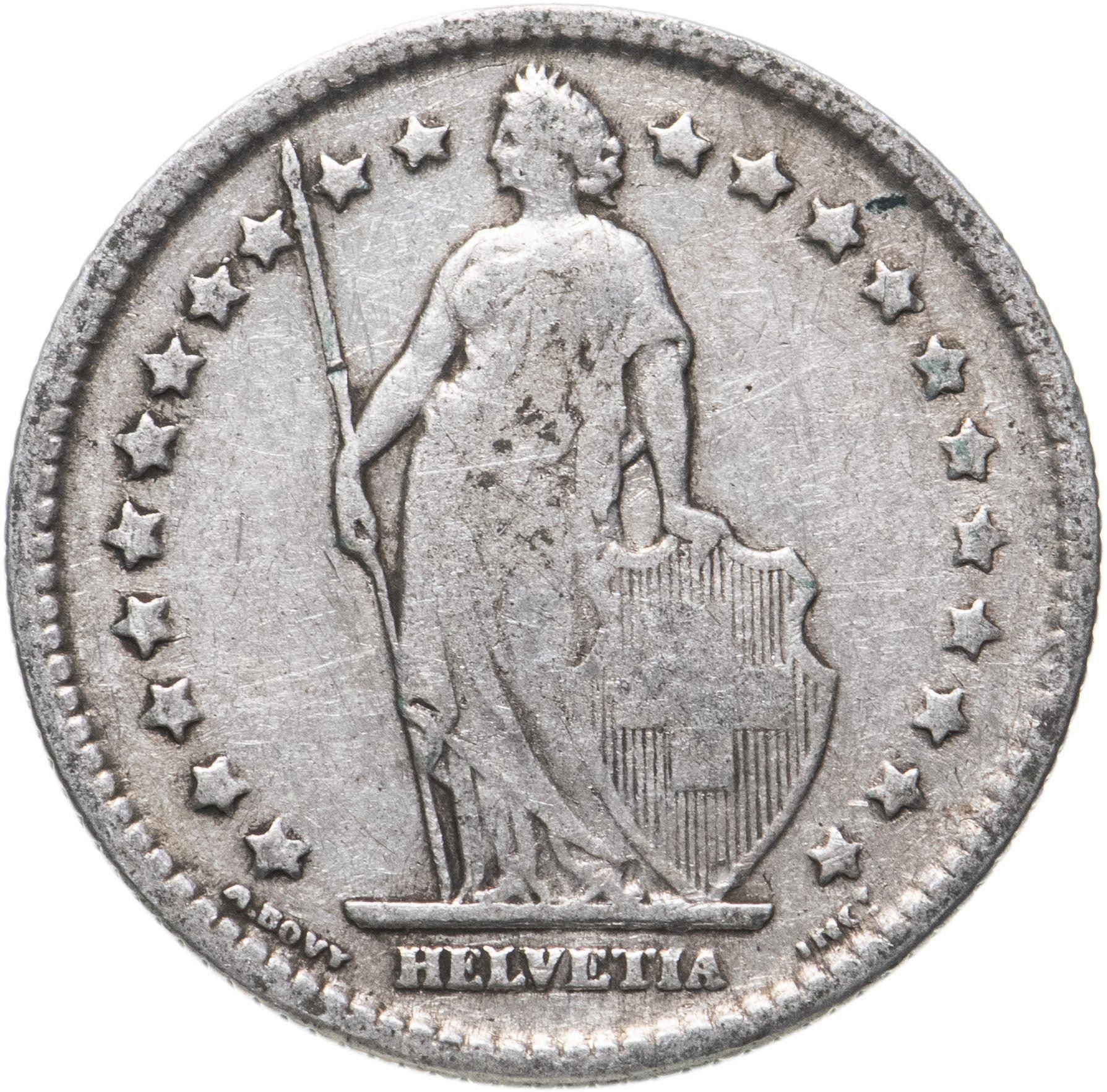 Switzerland Coin Swiss 1 Franc | Helvetia | KM24 | 1875 - 1967