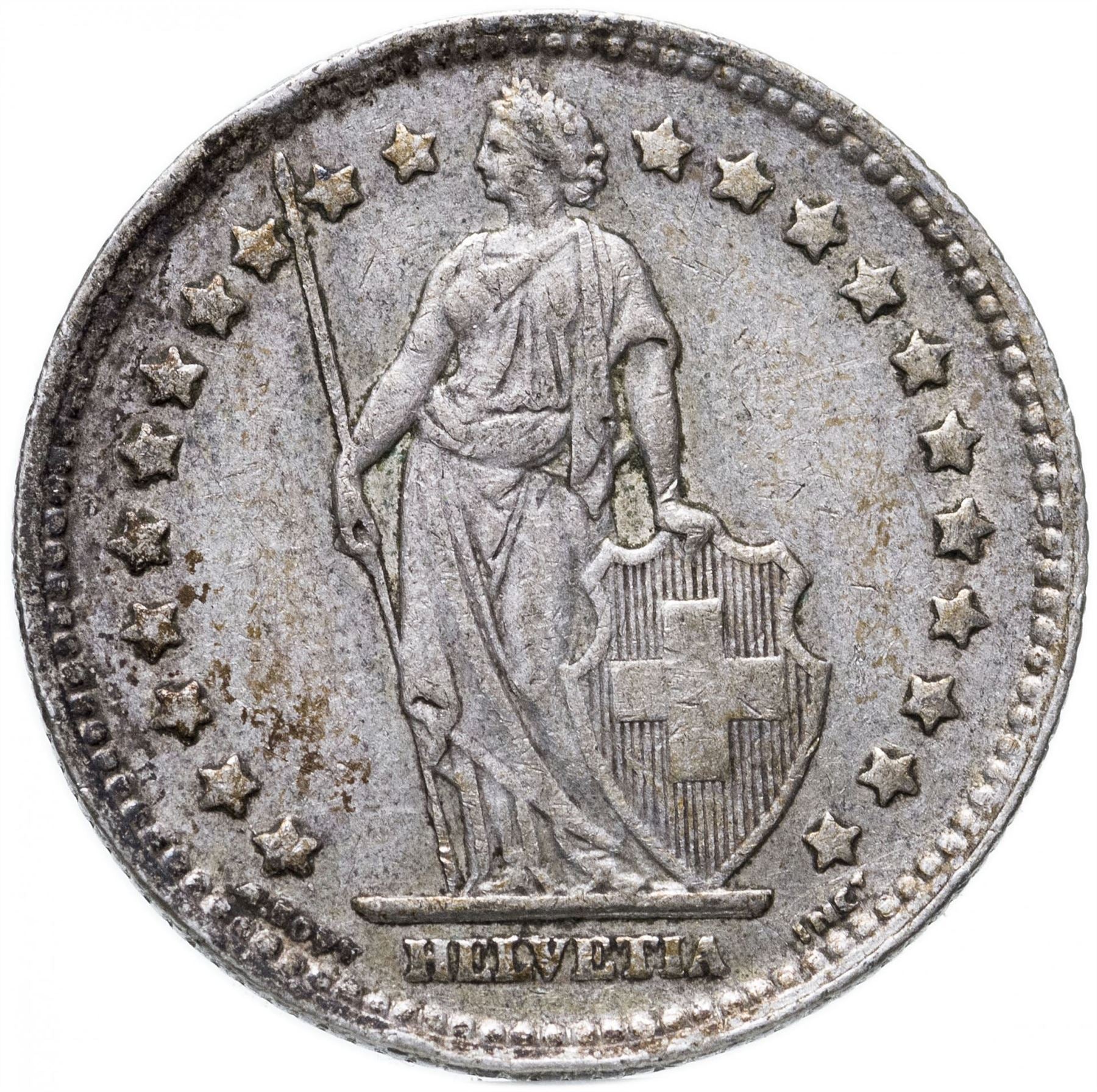 Switzerland Coin Swiss 1 Franc | Helvetia | KM24 | 1875 - 1967