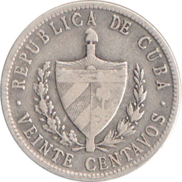 20 Centavos Coin | Fatherland and Freedom | Km:13 | 1915 - 1949