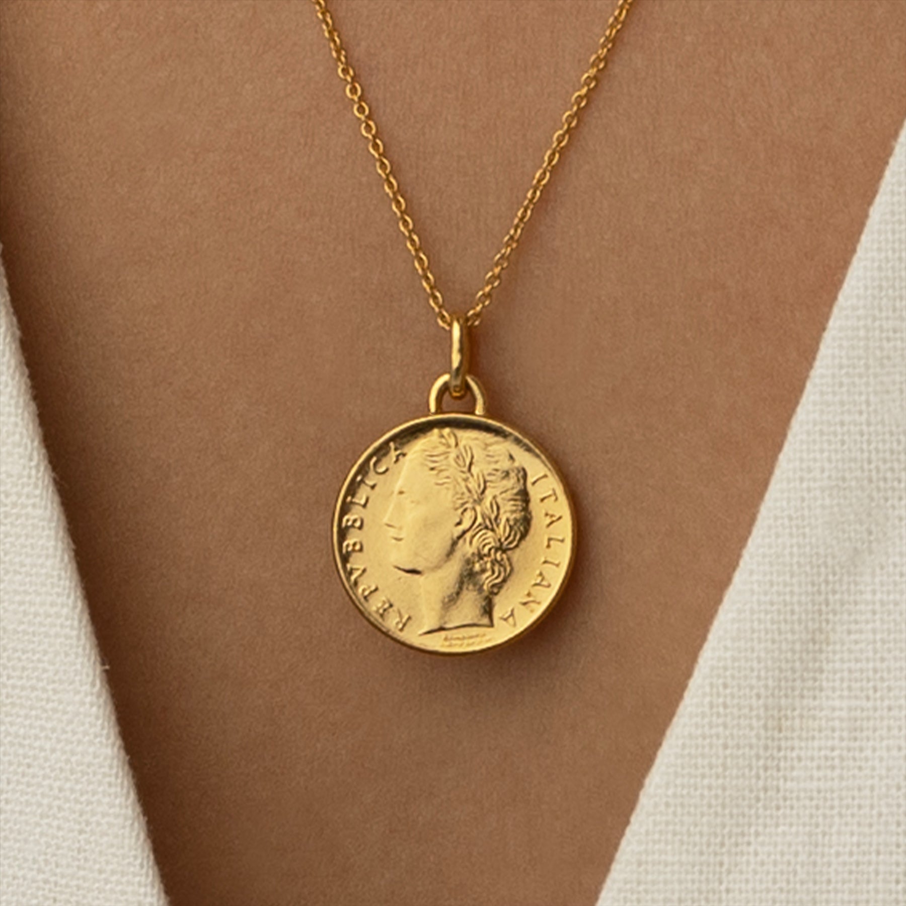 24K Gold Plated Genuine Italian 100 Lira Coin Medallion | Necklace | 1990 - 1992