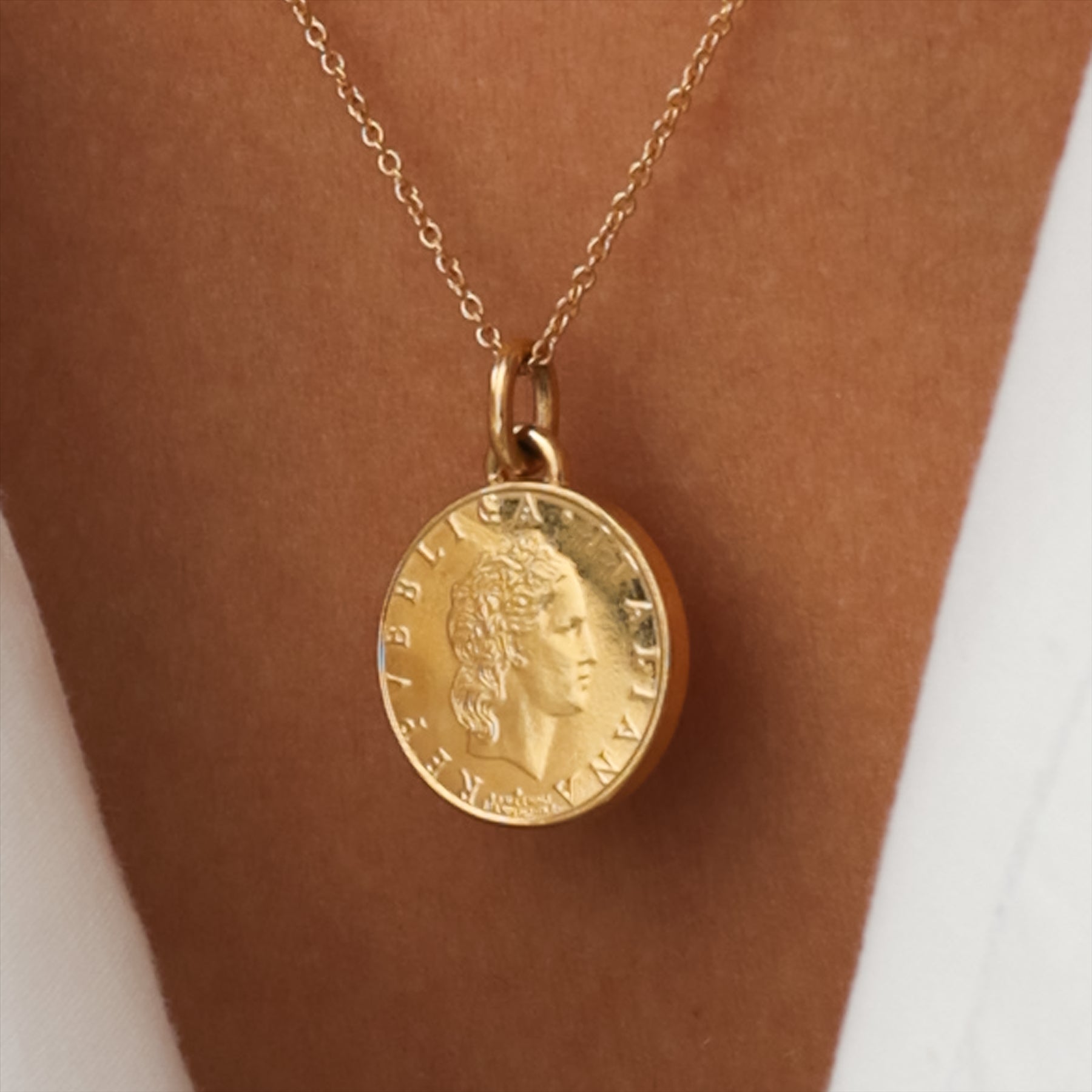 24K Gold Plated Genuine Italian 50 Lira Coin Medallion | Necklace | 1990 - 1995