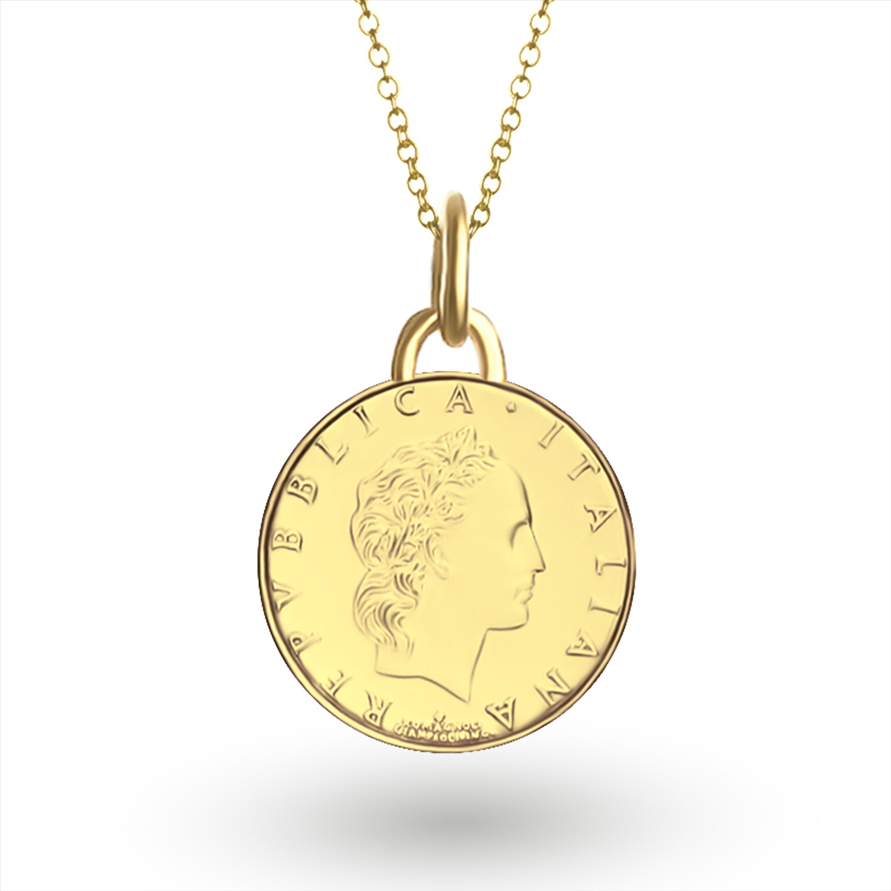 24K Gold Plated Genuine Italian 50 Lira Coin Medallion | Necklace | 1990 - 1995