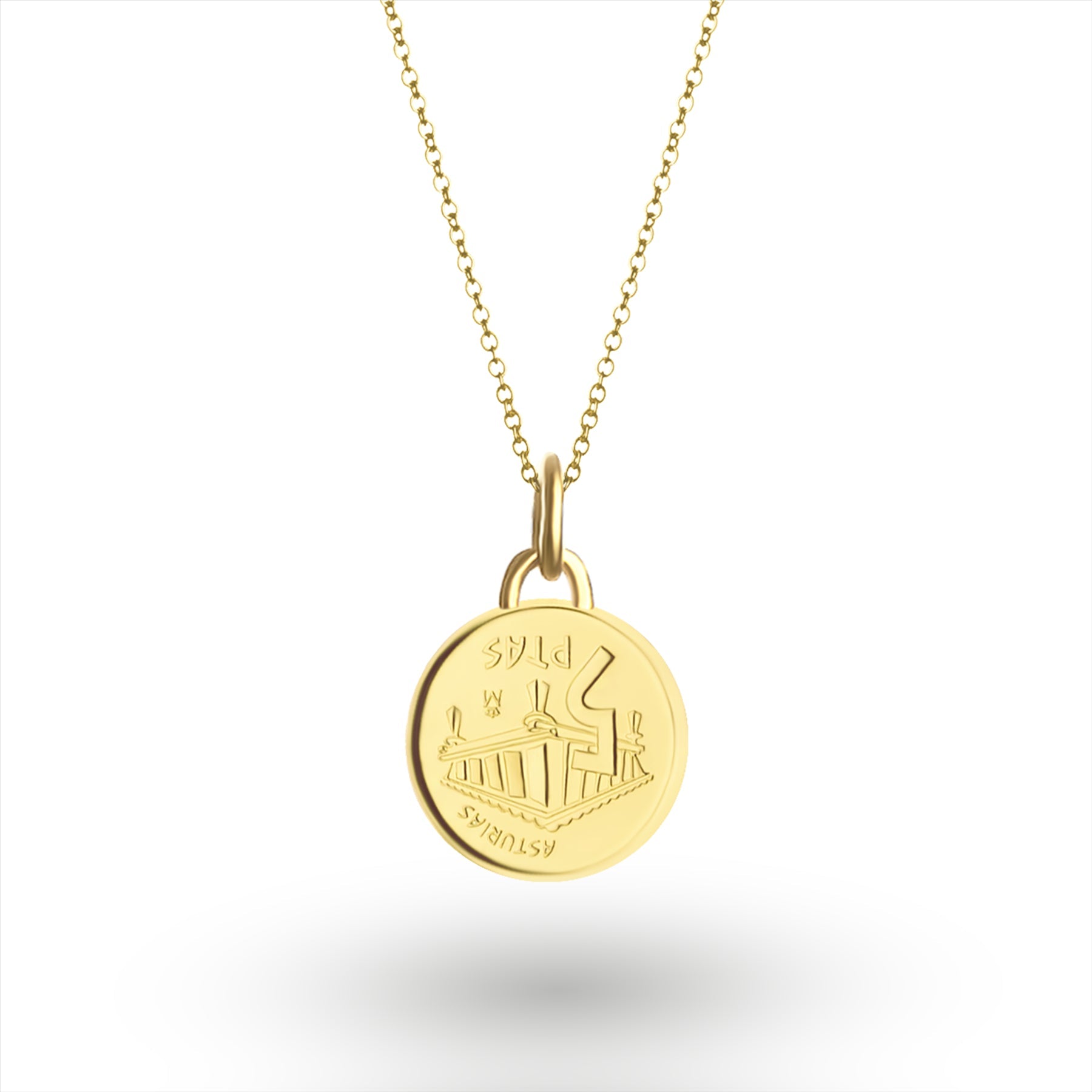 24K Gold Plated Genuine Spanish 5 Pesetas Coin Necklace | Medallion | Asturias | 1995