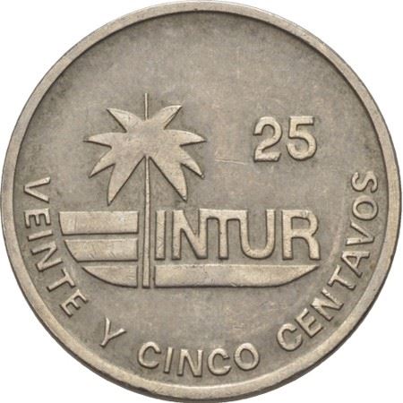 25 Centavos Coin | INTUR | Non-magnetic | Km:418.2 | 1989