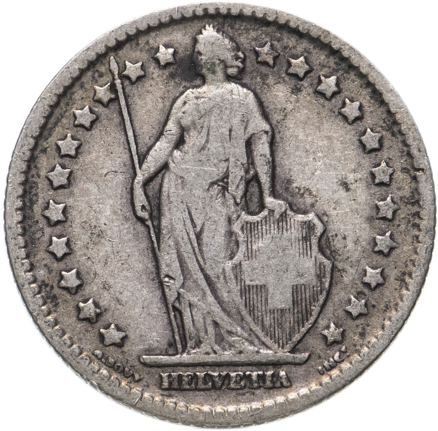 Switzerland Coin Swiss 1 Franc | Helvetia | KM24 | 1875 - 1967