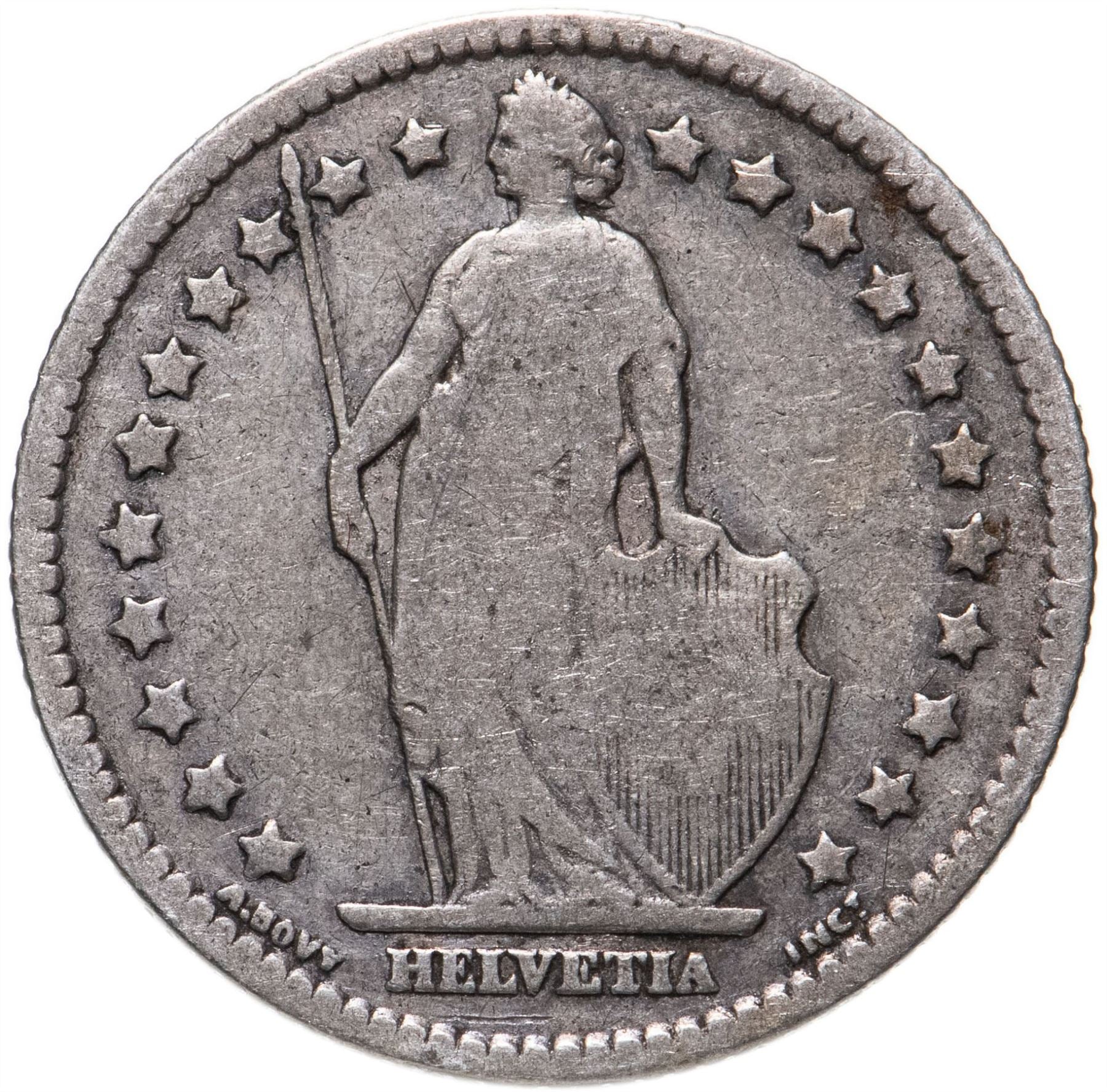 Switzerland Coin Swiss 1 Franc | Helvetia | KM24 | 1875 - 1967