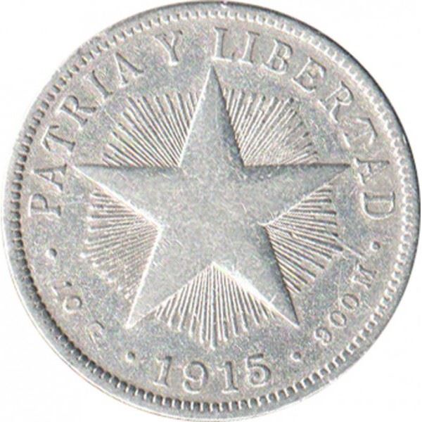 40 Centavos Coin | Silver | Km:14 | 1915 - 1920