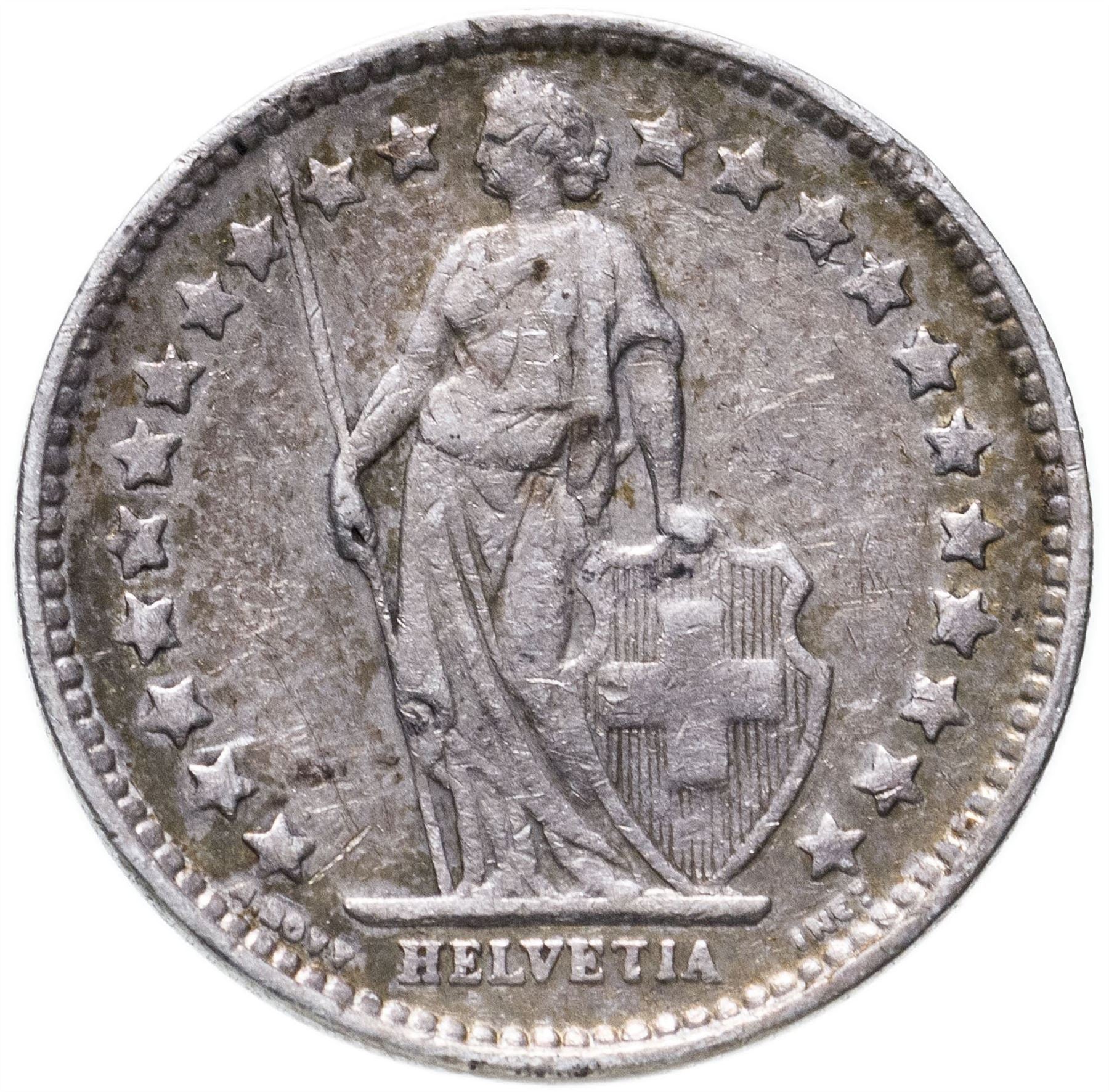 Switzerland Coin Swiss ½ Franc | Helvetia | KM23 | 1875 - 1967