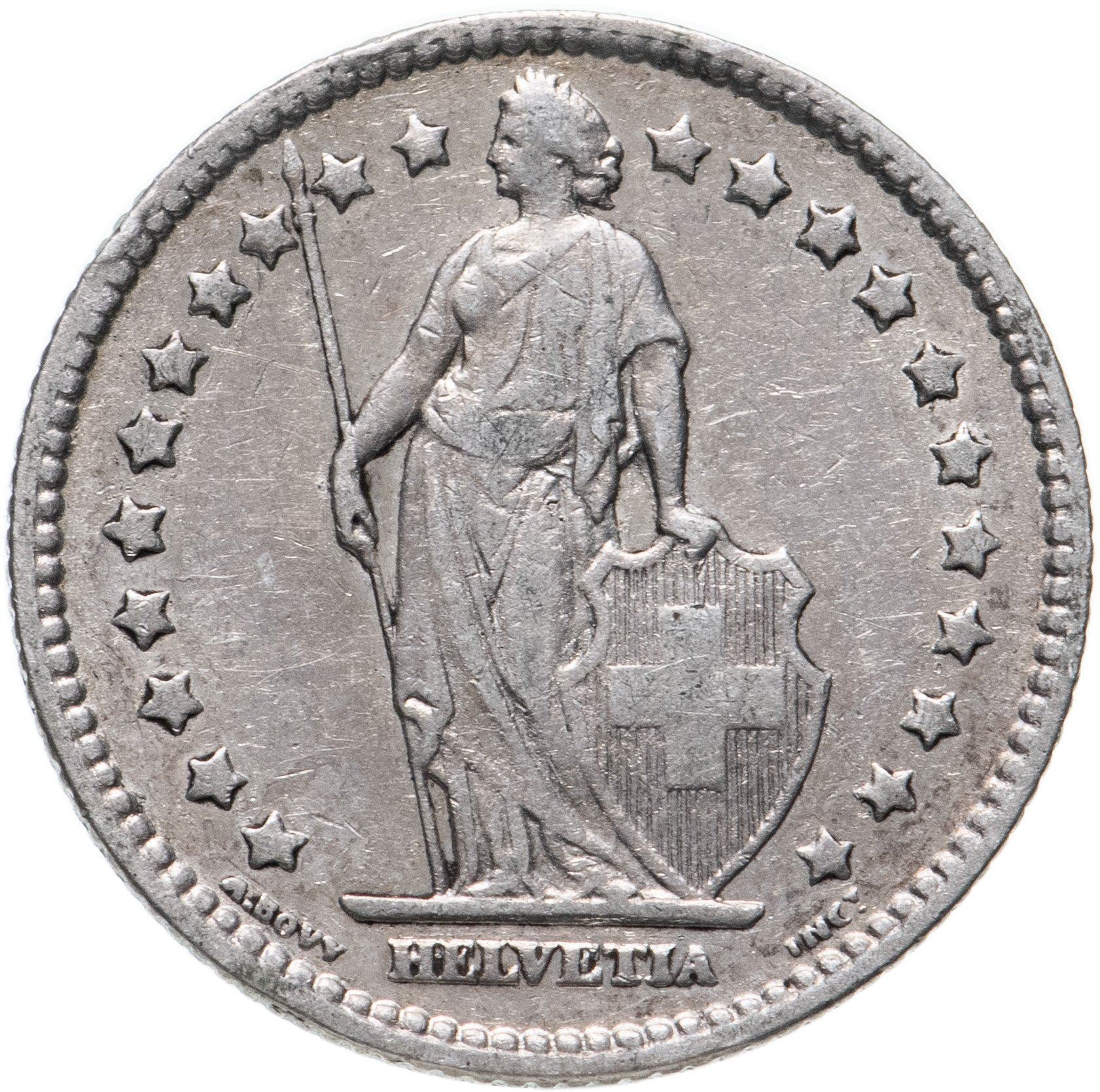 Switzerland Coin Swiss 1 Franc | Helvetia | KM24 | 1875 - 1967