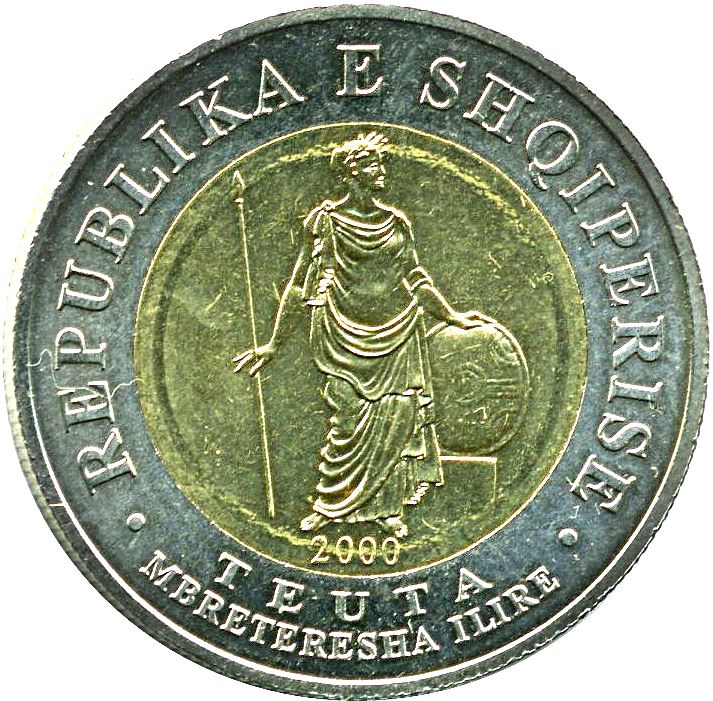 Albanian Coin 100 Lekë | Queen Teuta Motif | Spear | Shield | Flowers | KM80 | 2000