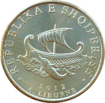 Albanian Coin 20 Lekë | Liburn Ship | Dolphin | Oak | Laurel Branch | KM78a | 2012 - 2020