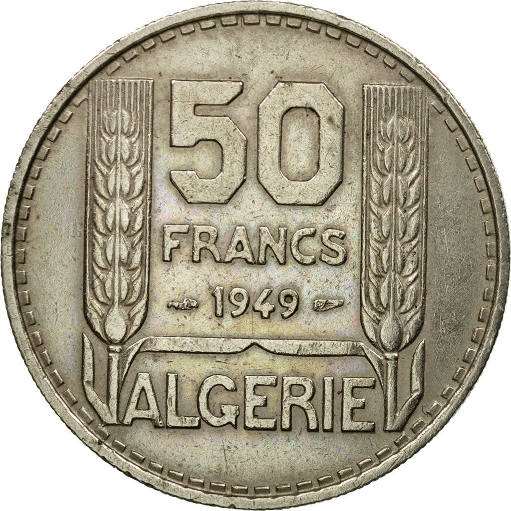 Algeria 50 Francs Coin | Marrianne | Phrygian Cap | KM92 | 1949