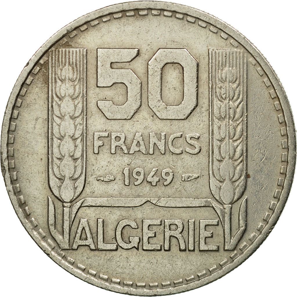 Algeria 50 Francs Coin | Marrianne | Phrygian Cap | KM92 | 1949