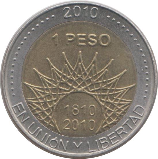 Argentina 1 Peso Coin | El Palmar | Palm Trees | Sun | 2010