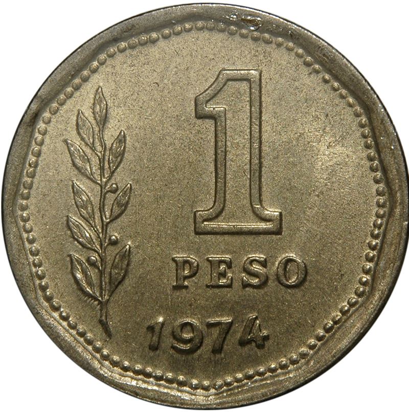 Argentina 1 Peso Coin | Grain Sprig | 1974 - 1976