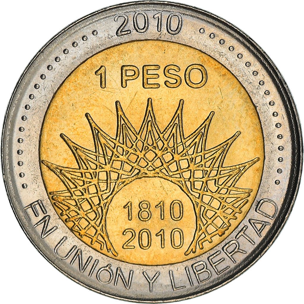 Argentina 1 Peso Coin | Pucara de Tilcara | Mountains | Sun | 2010