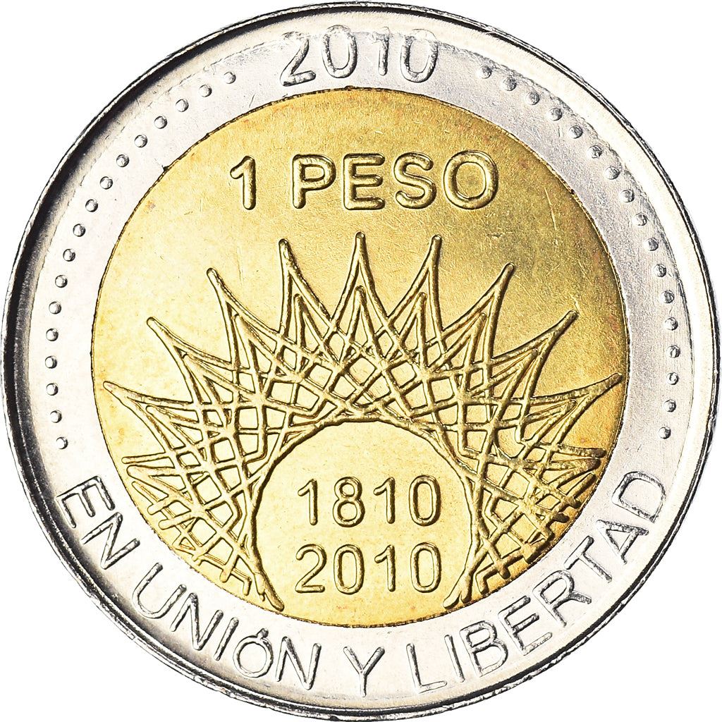 Argentina 1 Peso Coin | Pucara de Tilcara | Mountains | Sun | 2010