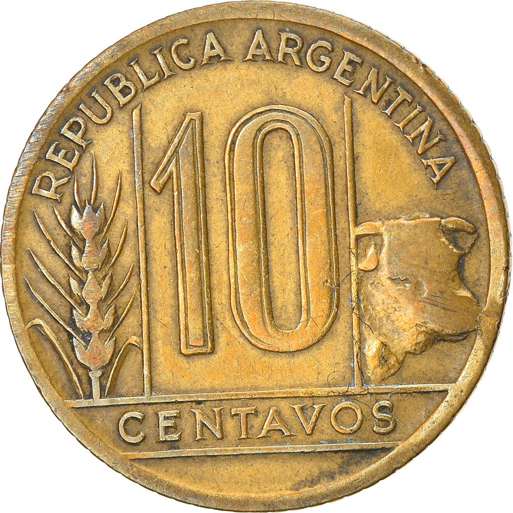 Argentina 10 Centavos Coin | Wheatear | Bull | Liberty | KM41 | 1942 - 1950