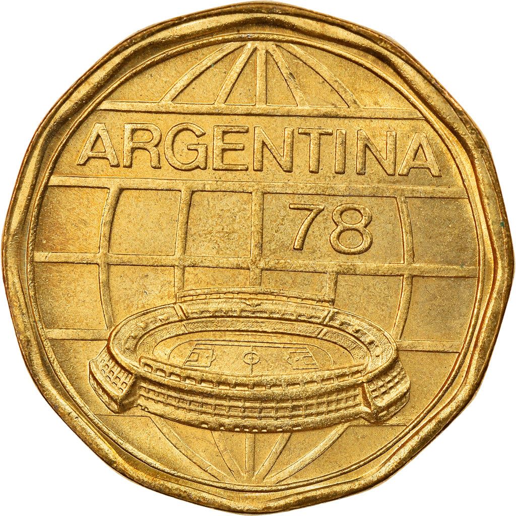 Argentina 100 Pesos Coin | Soccer | Stadium | Globe | Ball | 1977 - 1978