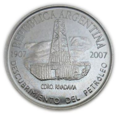 Argentina 2 Pesos Coin | Oil Tower | Punching Machine | 2007