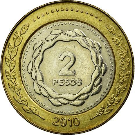 Argentina 2 Pesos | May Revolution | Bicentenario Logo Coin | KM165 | 2010 - 2016