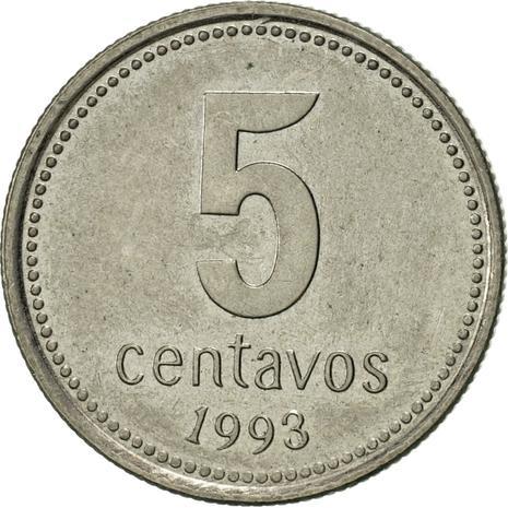 Argentina 5 Centavos Coin | KM109a | 1993 - 1995