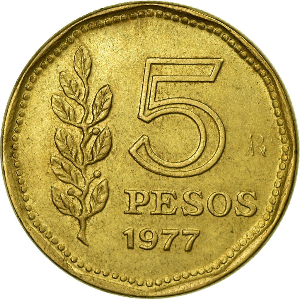 Argentina 5 Pesos Coin | Sol de Mayo | Sun | KM71 | 1976 - 1977