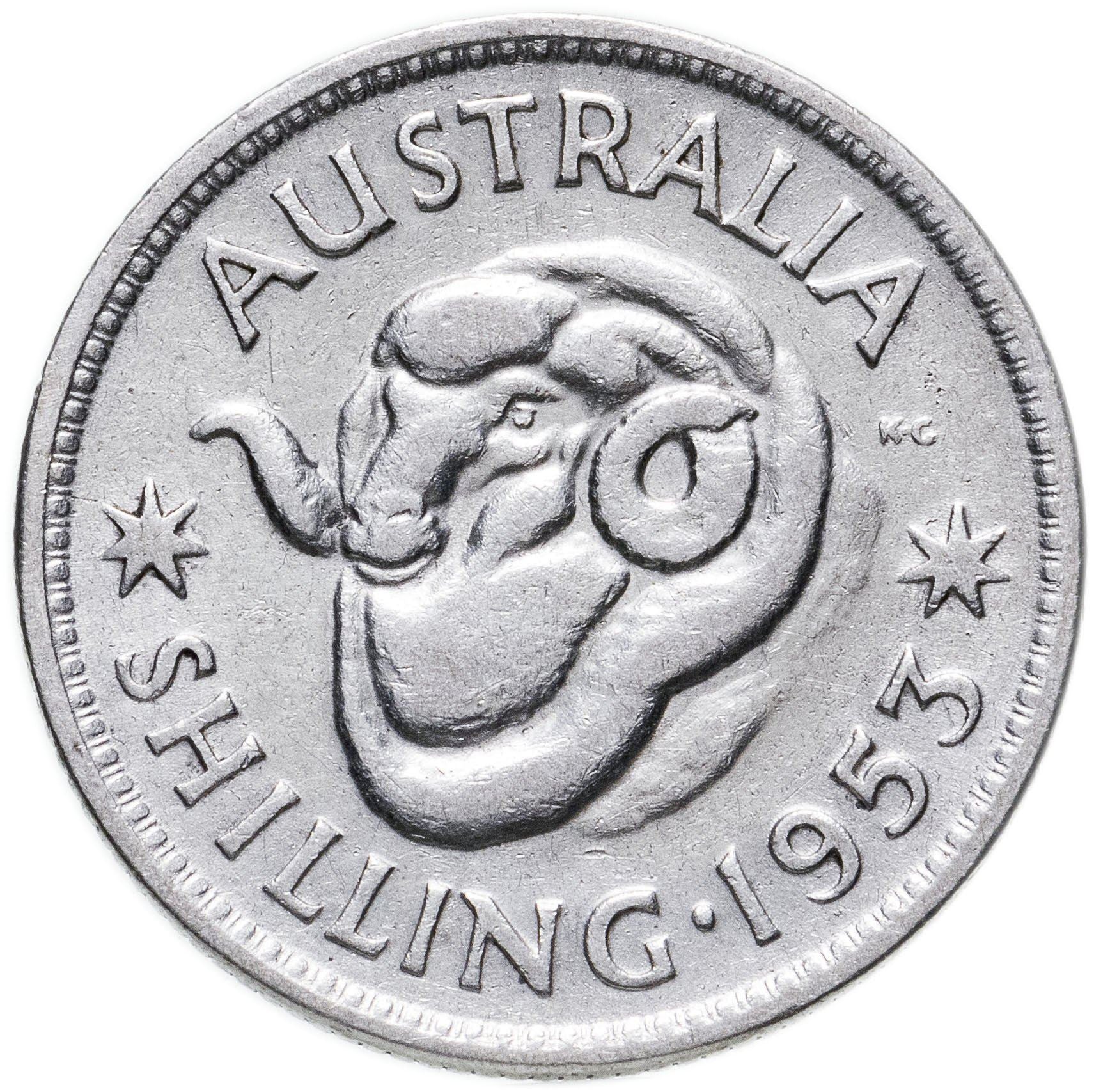 Australia | 1 Shilling Coin | Elizabeth II | Ram | KM53 | 1953 - 1954