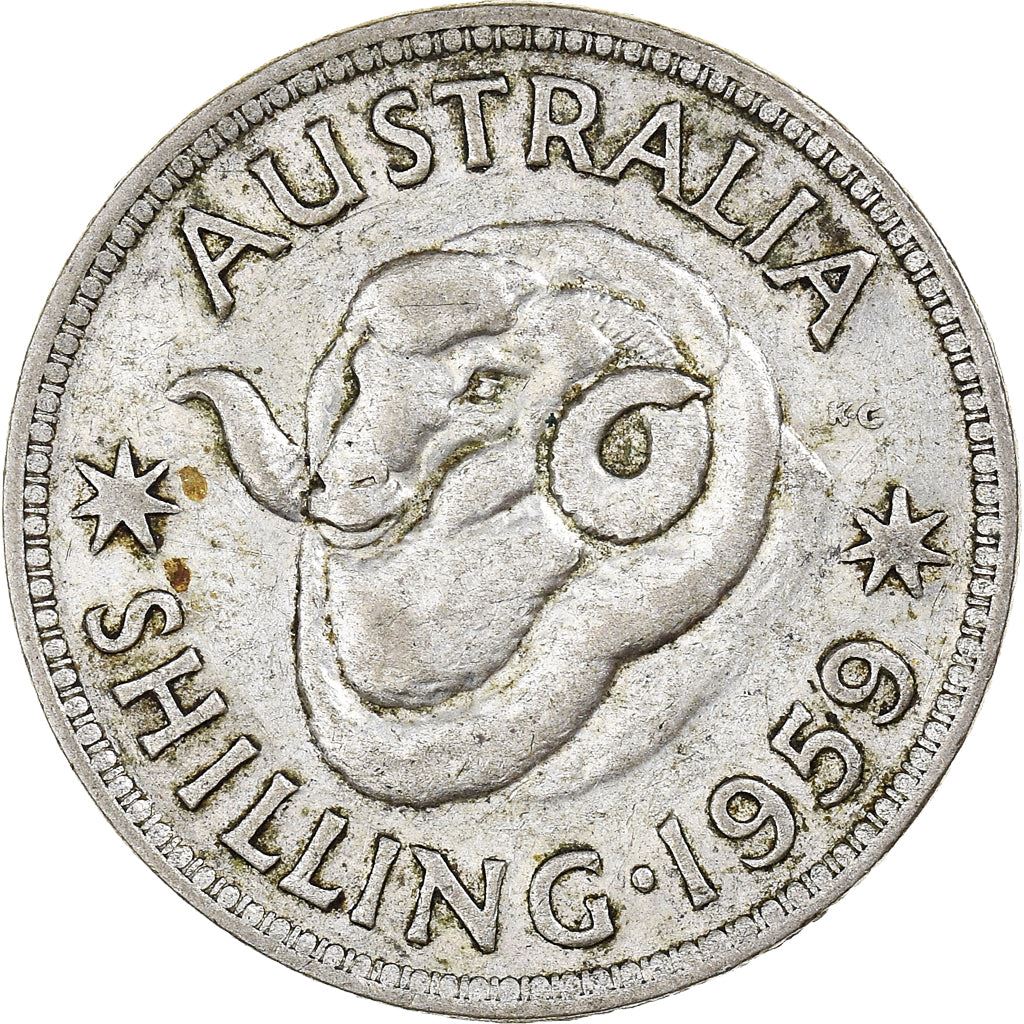 Australia | 1 Shilling Coin | Elizabeth II | Ram | KM59 | 1955 - 1963