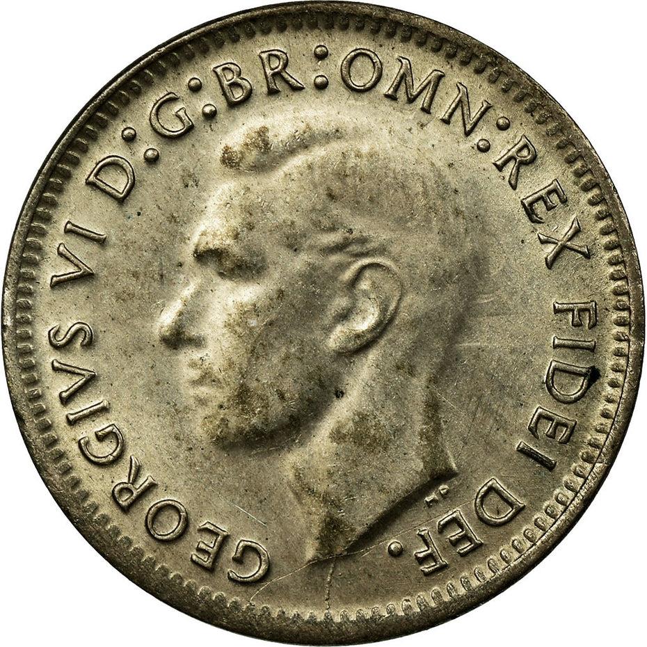 Australia | 3 Pence Coin | George VI | Silver | KM44 | 1949 - 1952