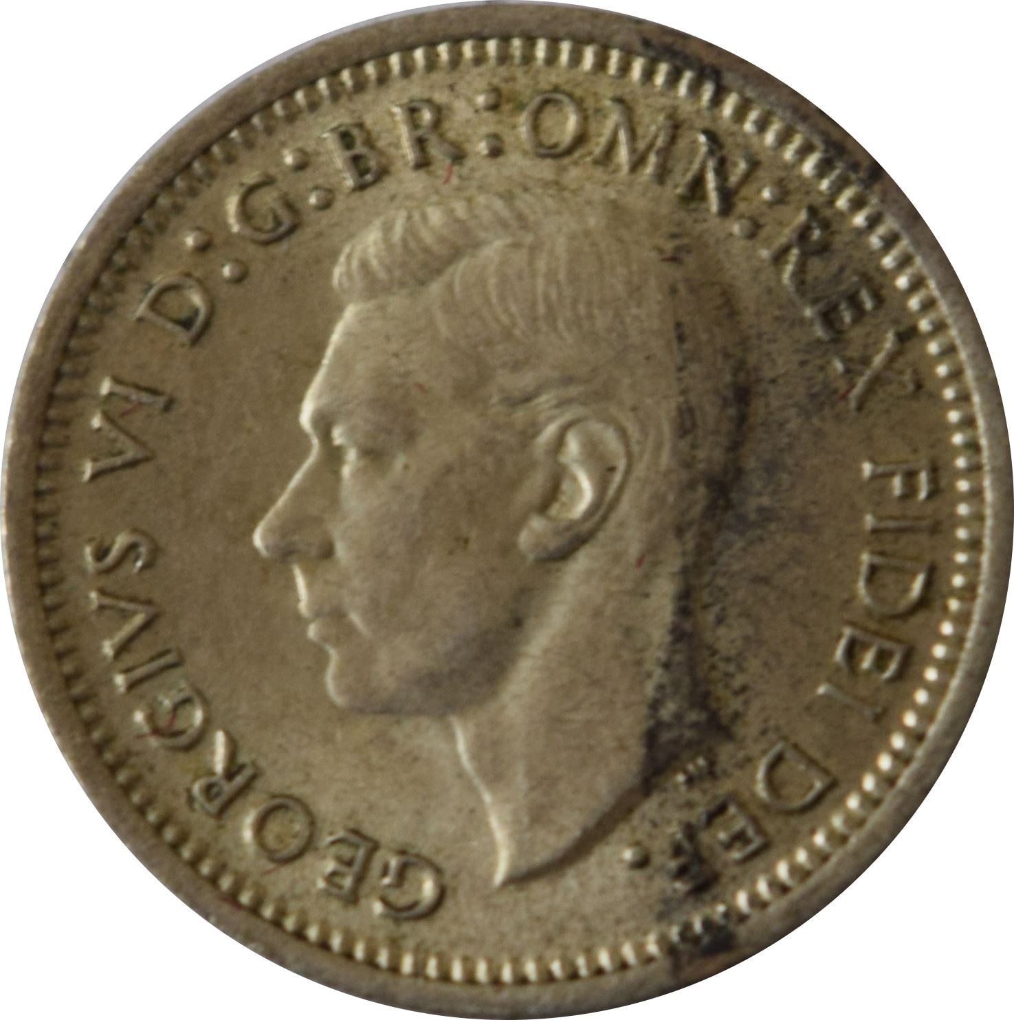 Australia | 3 Pence Coin | George VI | Silver | KM44 | 1949 - 1952