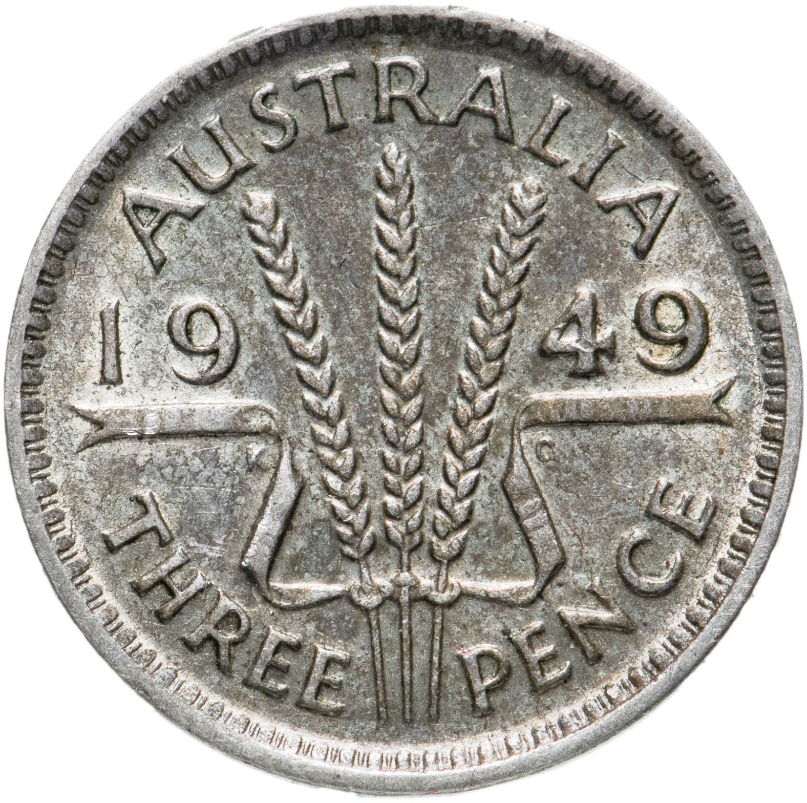 Australia | 3 Pence Coin | George VI | Silver | KM44 | 1949 - 1952