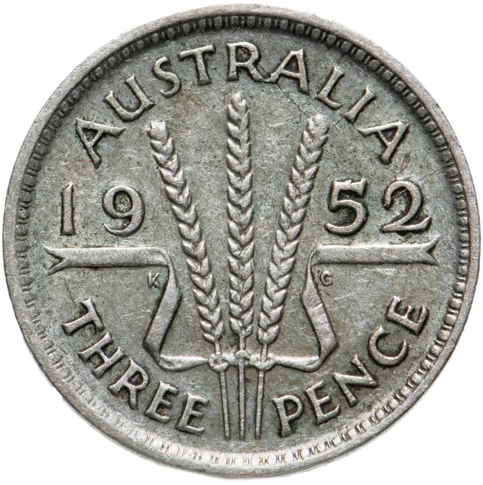 Australia | 3 Pence Coin | George VI | Silver | KM44 | 1949 - 1952