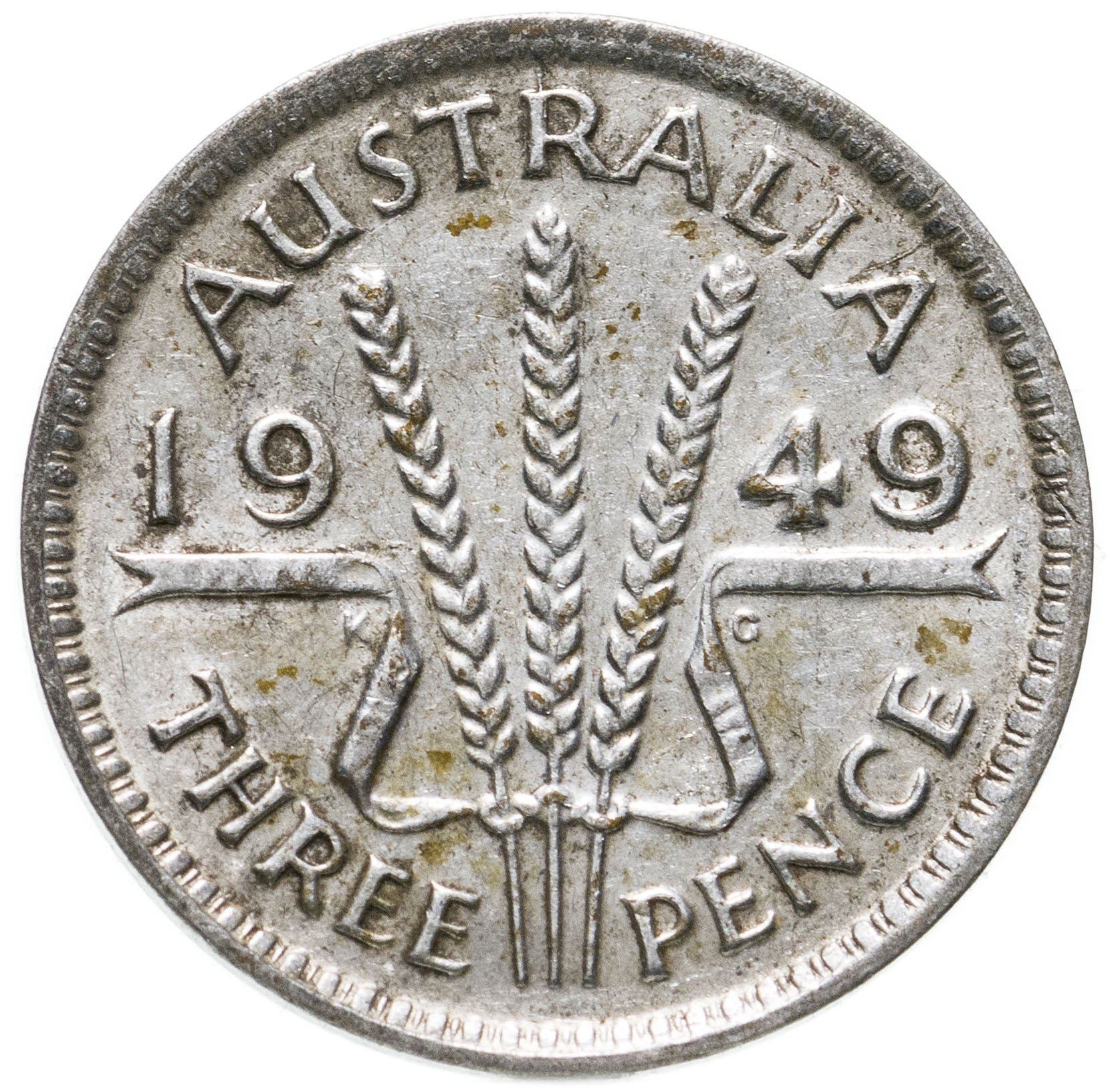 Australia | 3 Pence Coin | George VI | Silver | KM44 | 1949 - 1952