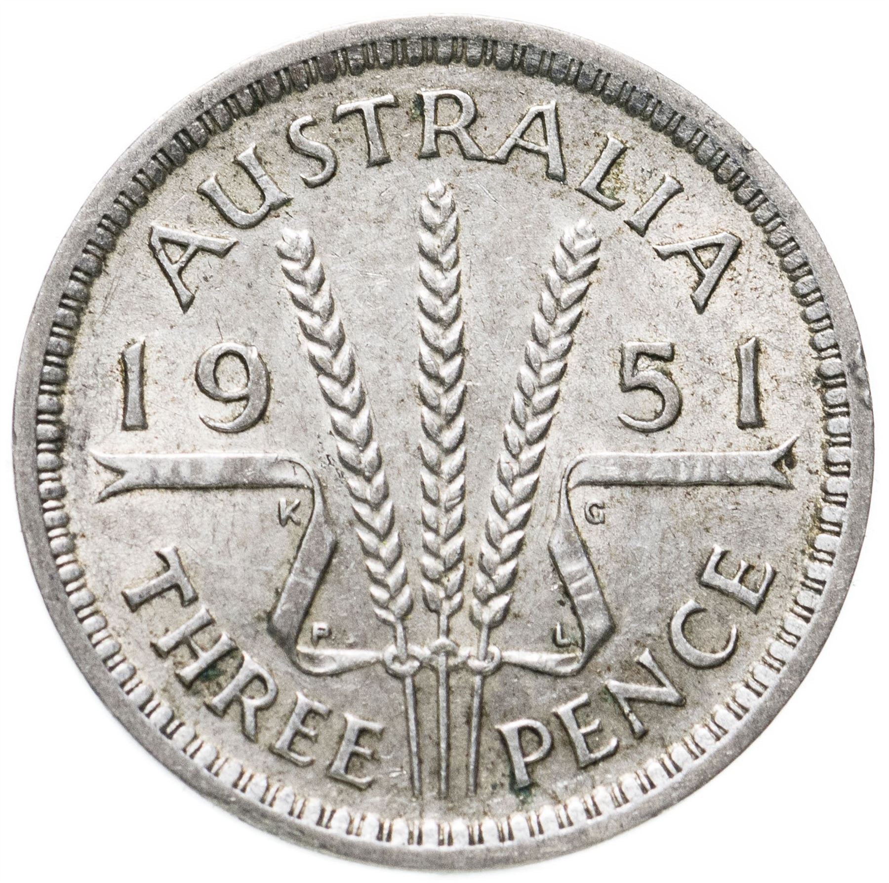 Australia | 3 Pence Coin | George VI | Silver | KM44 | 1949 - 1952