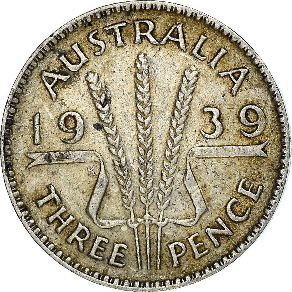 Australia | 3 Pence Coin | George VI | Wheat | Ribbon | KM37 | Silver | 1938 - 1944