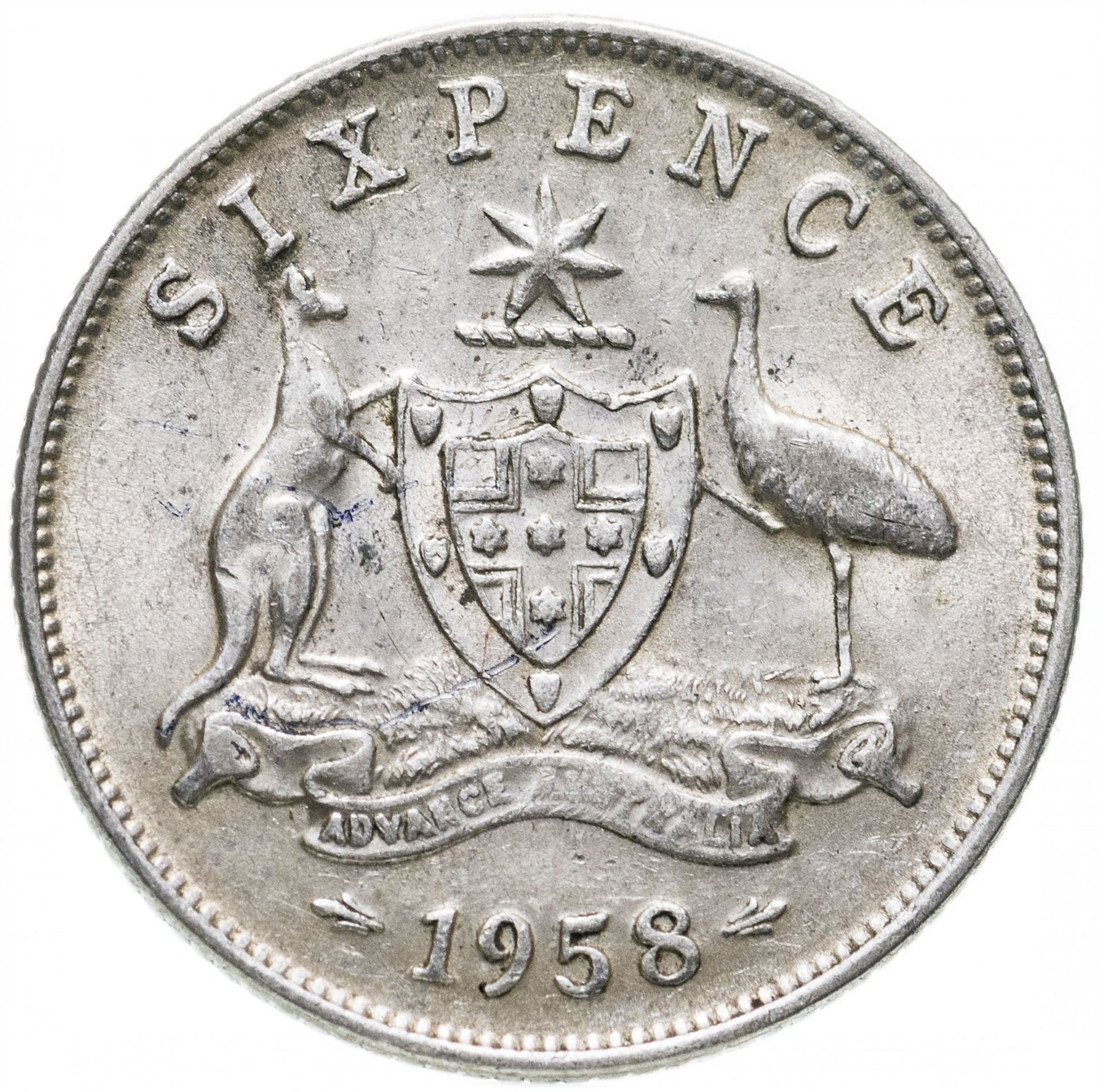 Australia | 6 Pence Coin | Elizabeth II | KM58 | 1955 - 1963