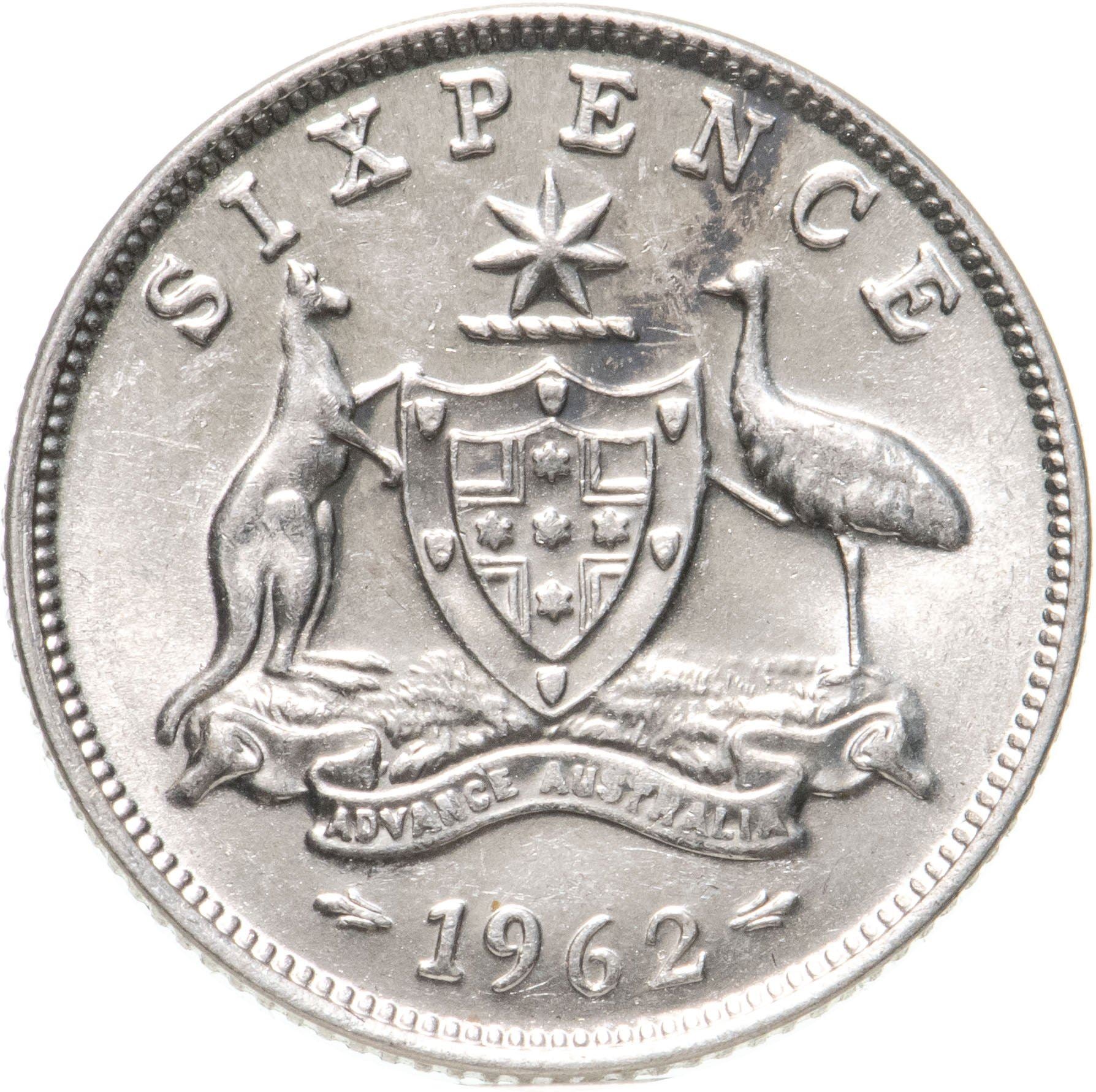 Australia | 6 Pence Coin | Elizabeth II | KM58 | 1955 - 1963