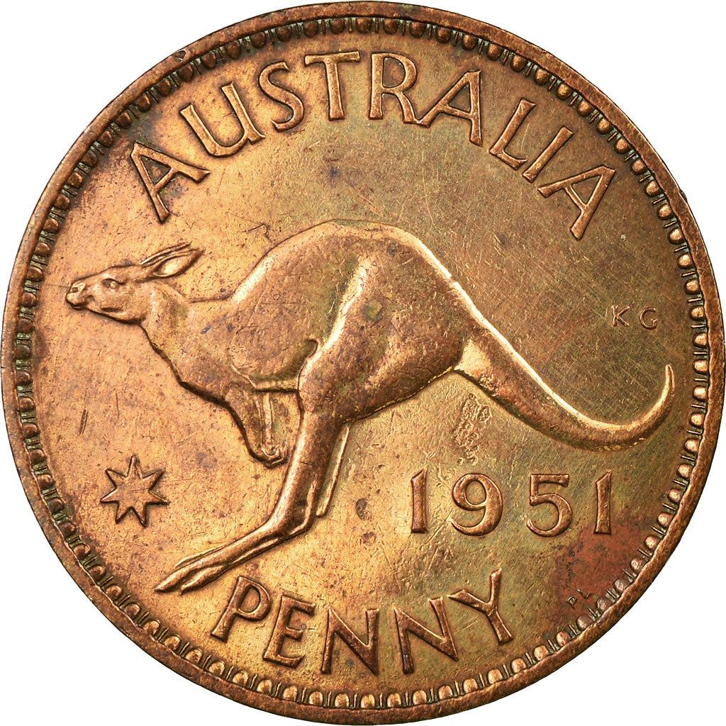 Australia Coin | 1 Penny | George VI | Kangaroo | KM43 | 1949 - 1952