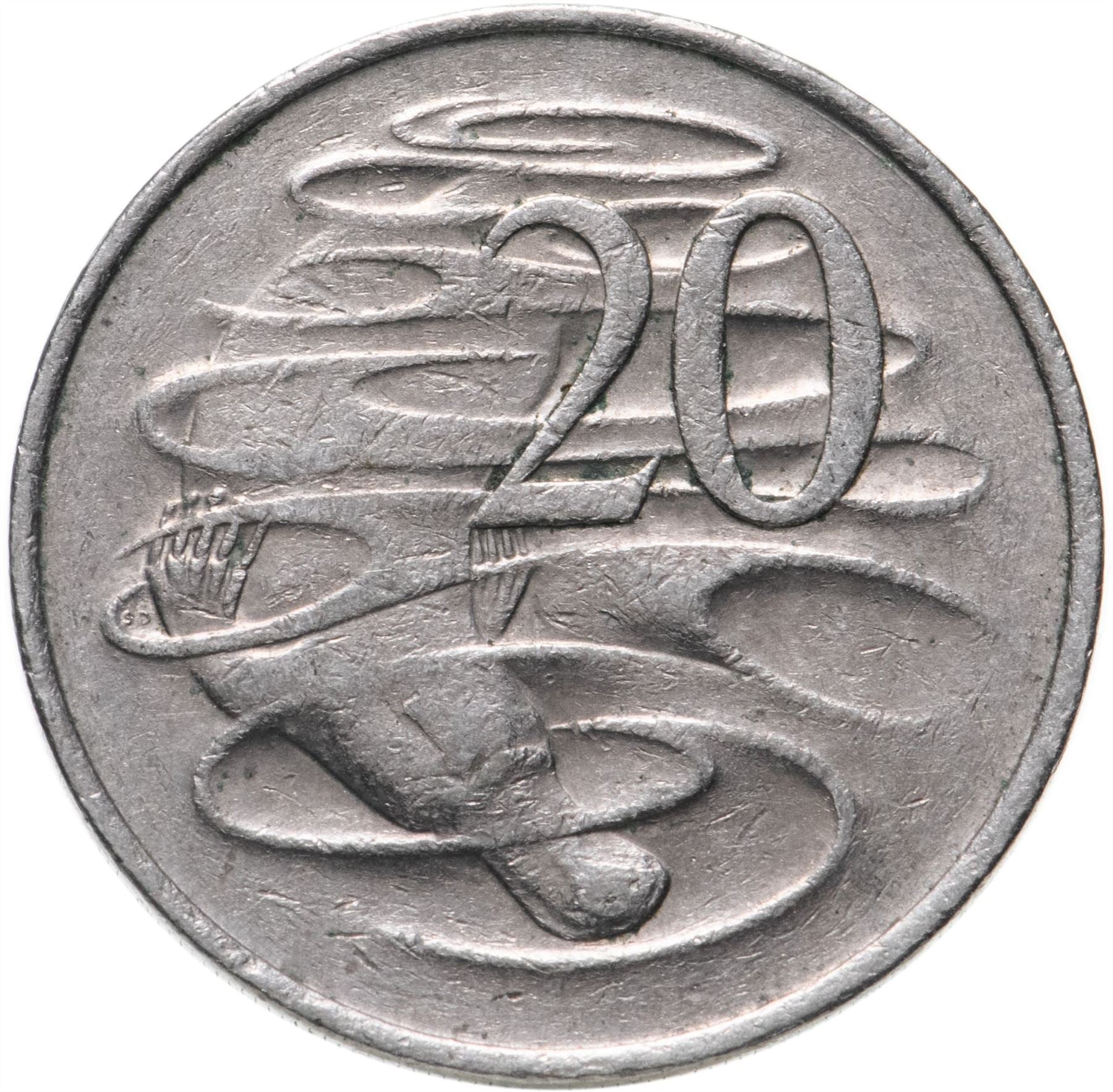 Australia Coin | 20 Cents | Elizabeth II | Platypus | KM66 | 1966 - 1984