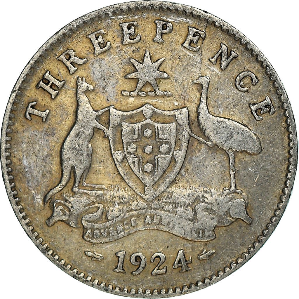 Australia Coin | 3 Pence | George V | Kangaroo | KM24 | 1911 - 1936