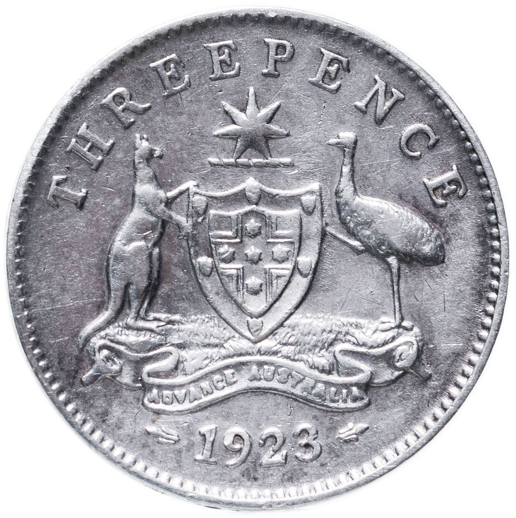 Australia Coin | 3 Pence | George V | Kangaroo | KM24 | 1911 - 1936