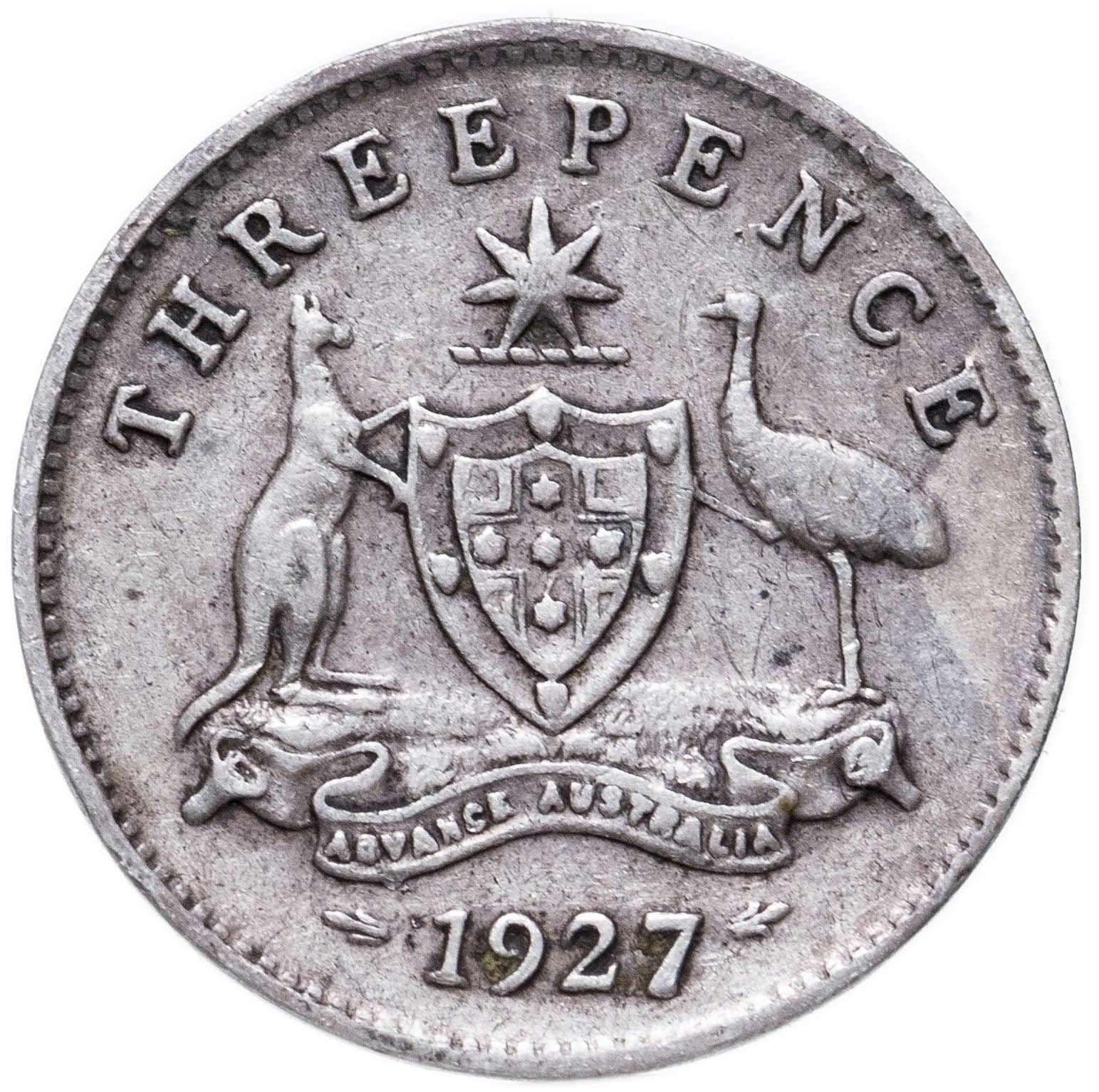 Australia Coin | 3 Pence | George V | Kangaroo | KM24 | 1911 - 1936