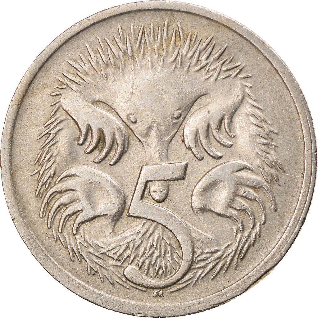 Australia Coin | 5 Cents | Elizabeth II | Short Beaked Echidna | KM64 | 1966 - 1984