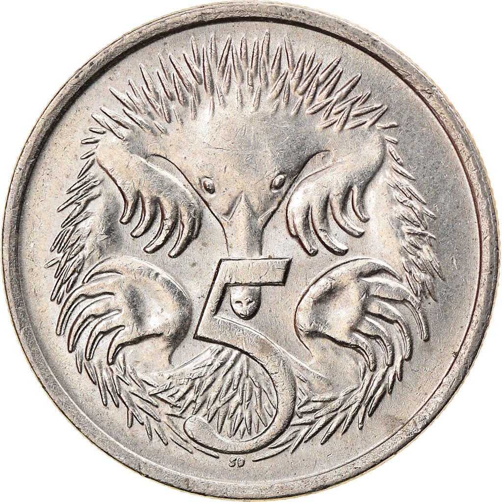 Australia Coin | 5 Cents | Elizabeth II | Short Beaked Echidna | KM64 | 1966 - 1984