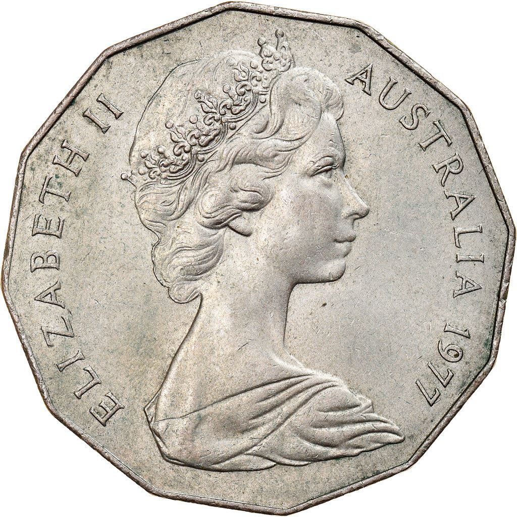 Australia Coin | 50 Cents | Elizabeth II | Silver Jubilee | KM70 | 1977