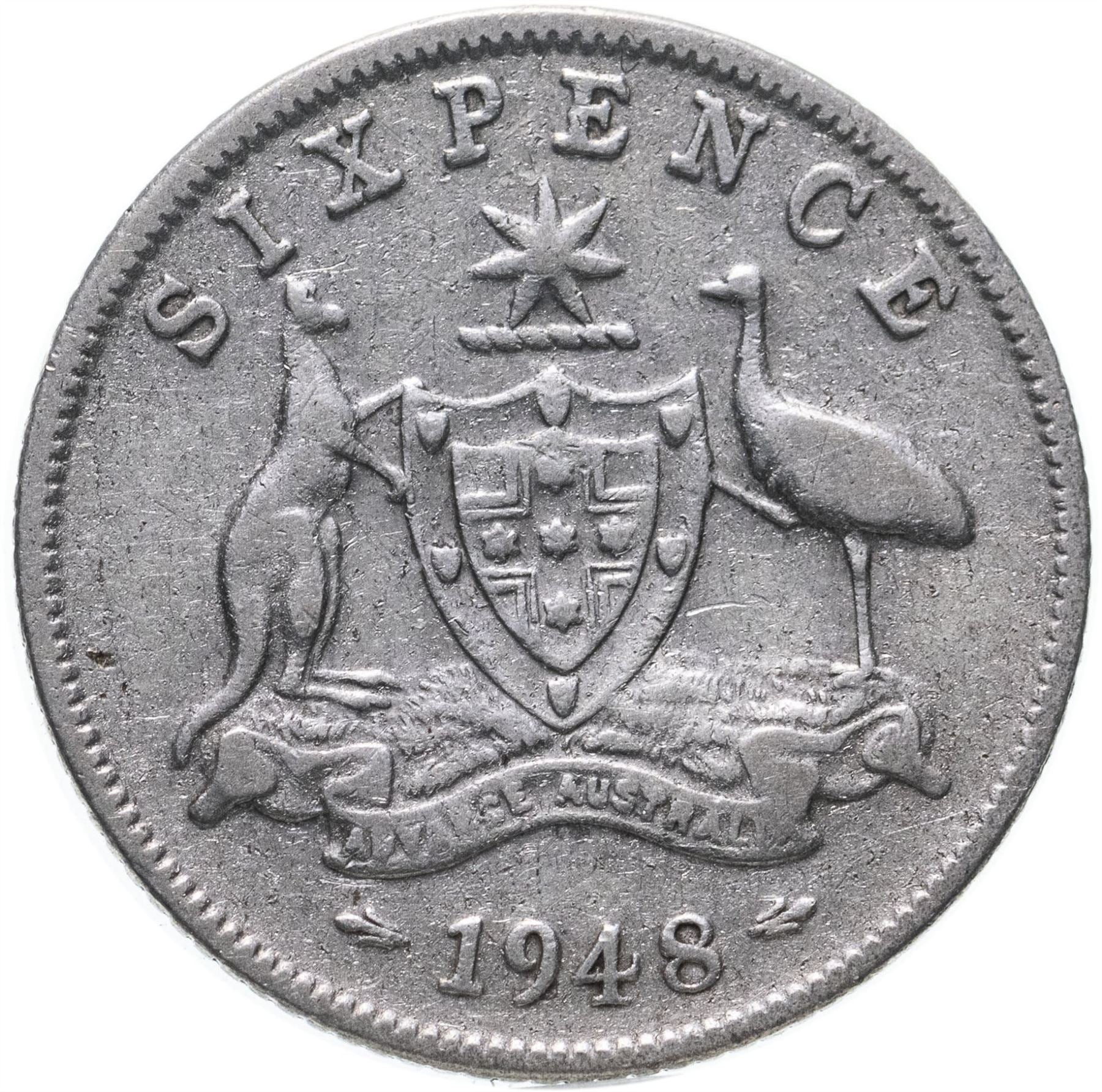 Australia Coin | 6 Pence | George VI | KM38a | 1946 - 1948