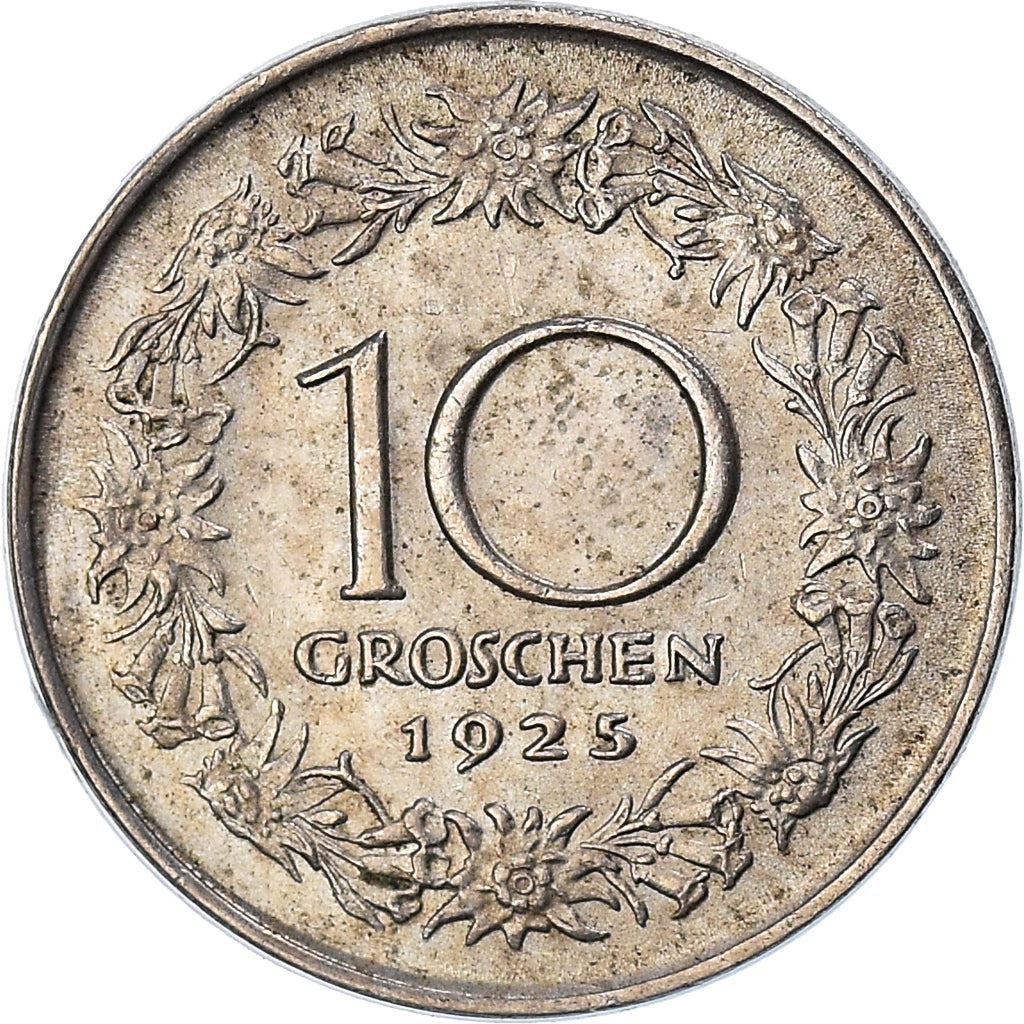 Austria 10 Groschen Coin | Edelweiss Flowers | KM2838 | 1925 - 1929